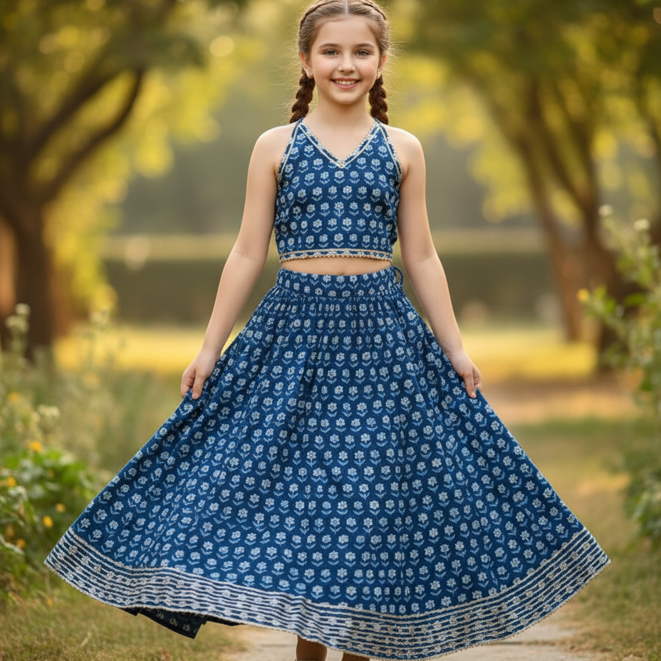 Floral Print LEHANGHA-CHOLI SET 1 SET - GIRLS