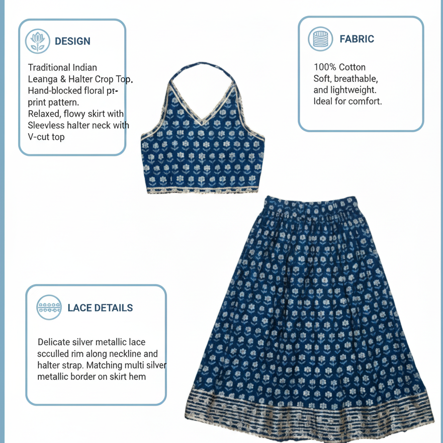 Floral Print LEHANGHA-CHOLI SET 1 SET - GIRLS