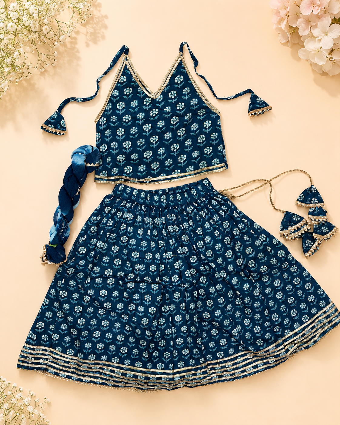 Floral Print LEHANGHA-CHOLI SET 1 SET - GIRLS