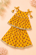 Floral Print 1 x CROP TOP PLAZO PANT  Set 1 SET  - GIRLS