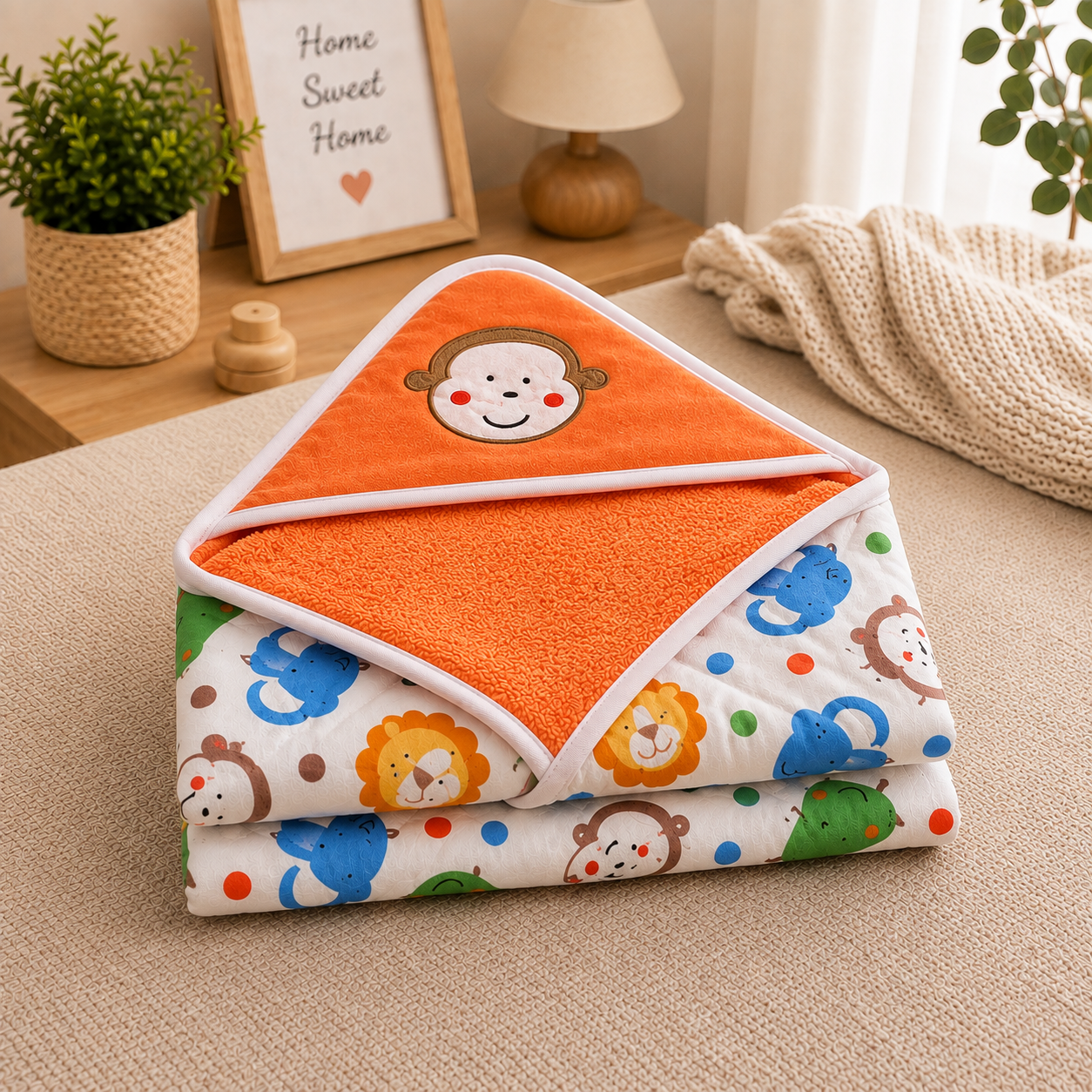 MNKY3D Absorbent Hooded Blanket - ORANGE