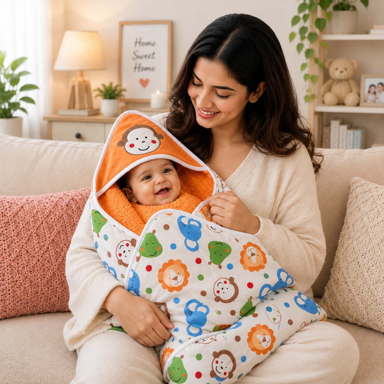MNKY3D Absorbent Hooded Blanket - ORANGE
