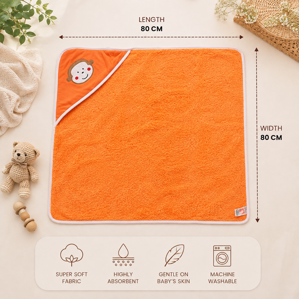 MNKY3D Absorbent Hooded Blanket - ORANGE