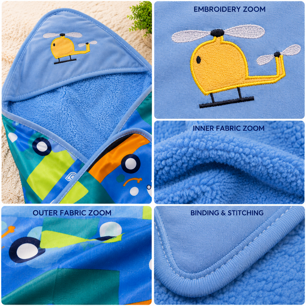 HLPT 3D Absorbent Hooded Blanket- BLUE