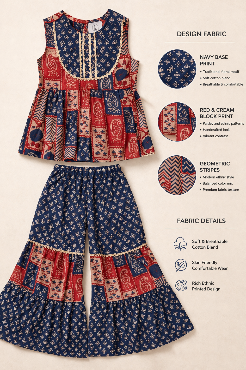 SHARARA SET WITH DUPPATA 100% COTTON