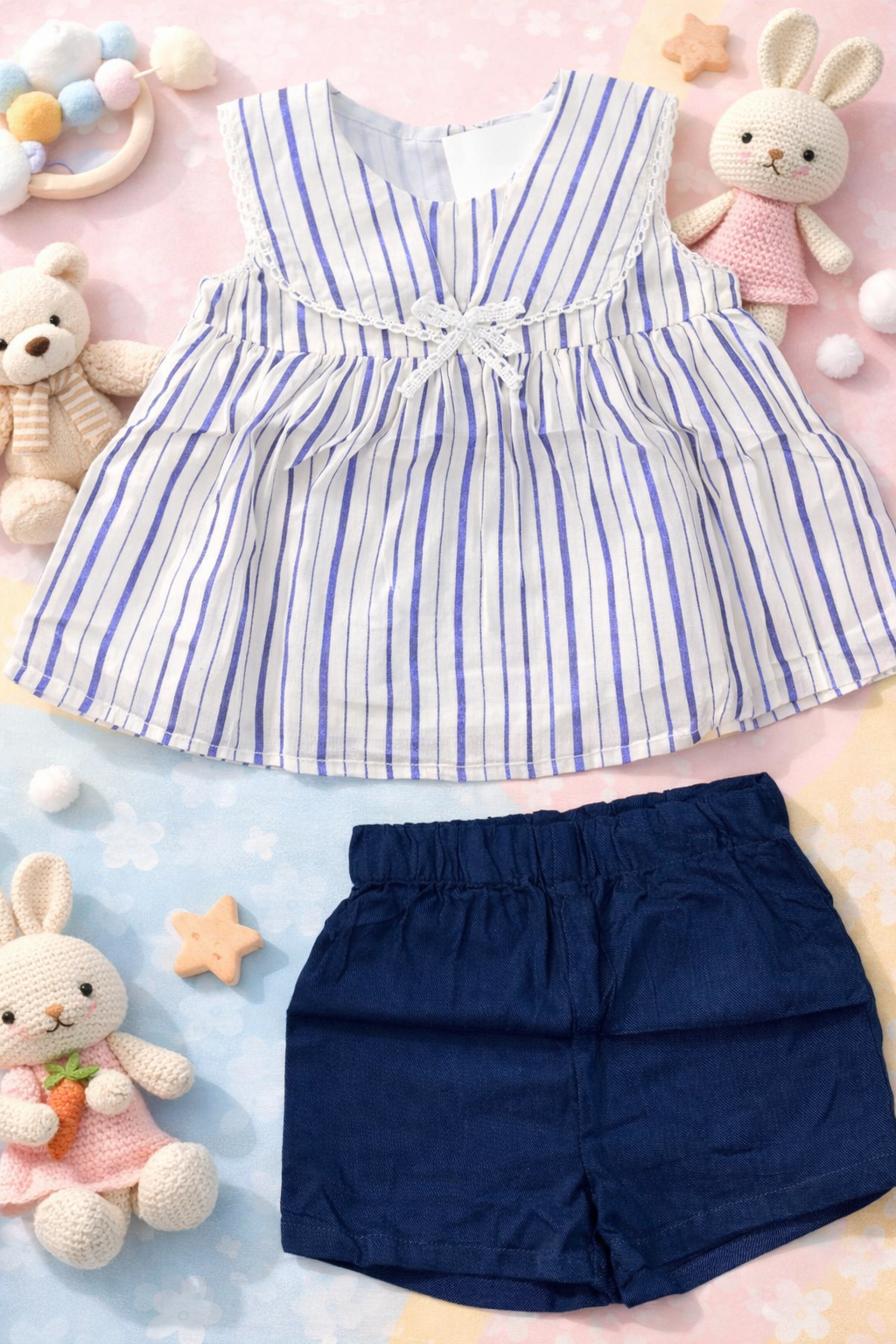 LUREX STRIPE Print 1 x CROP TOP -SHORTS  Set 1 SET  - GIRLS