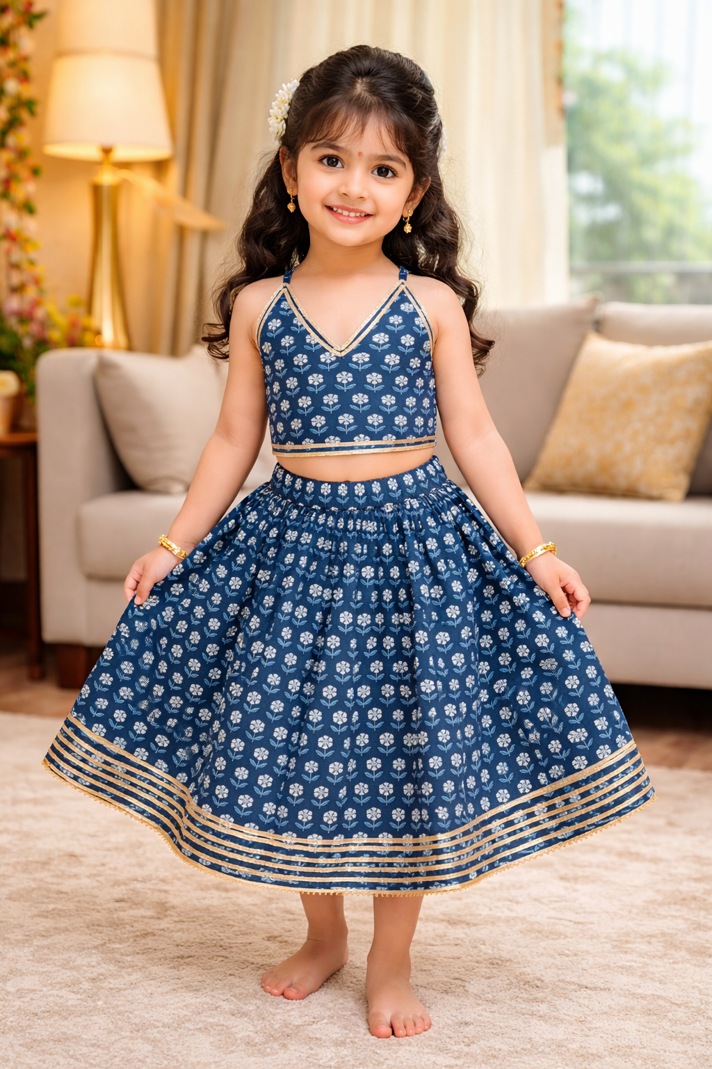 Floral Print LEHANGHA-CHOLI SET 1 SET - GIRLS