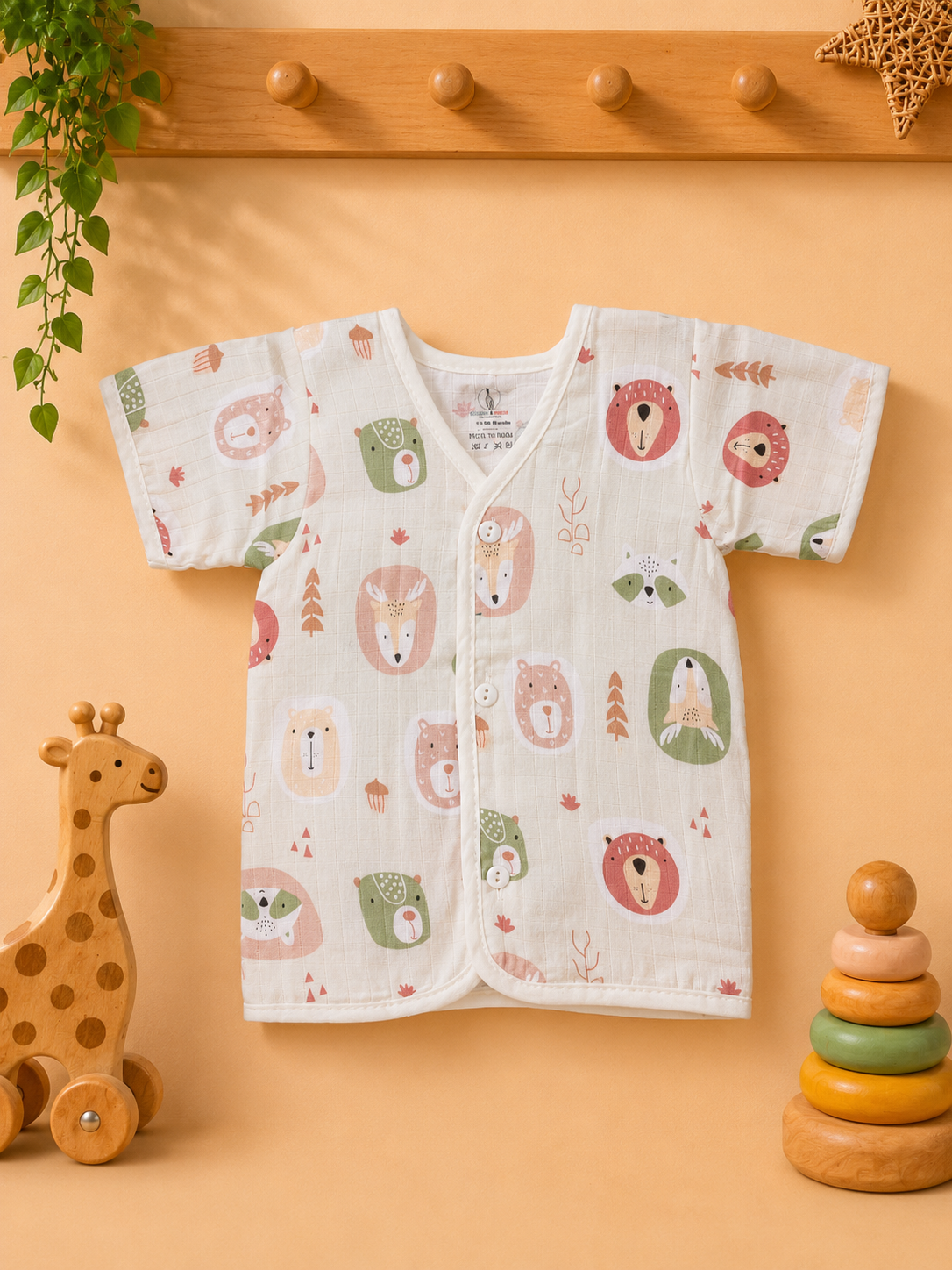 Cute Panda fun Prints   V-Neck H/sleeve co-ord set  Muslin 1 set