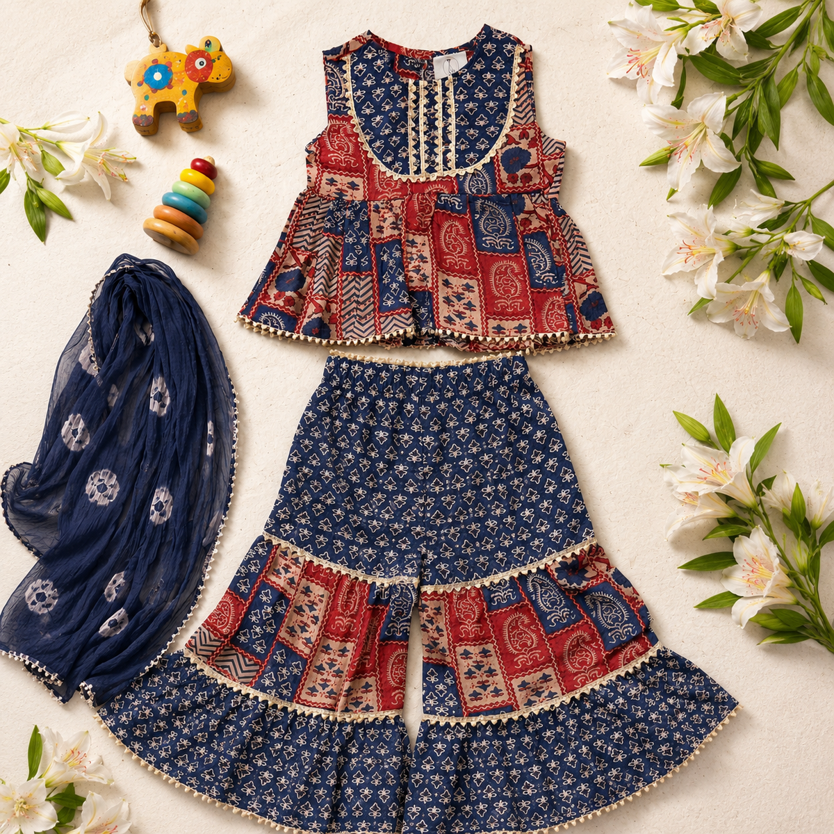 SHARARA SET WITH DUPPATA 100% COTTON