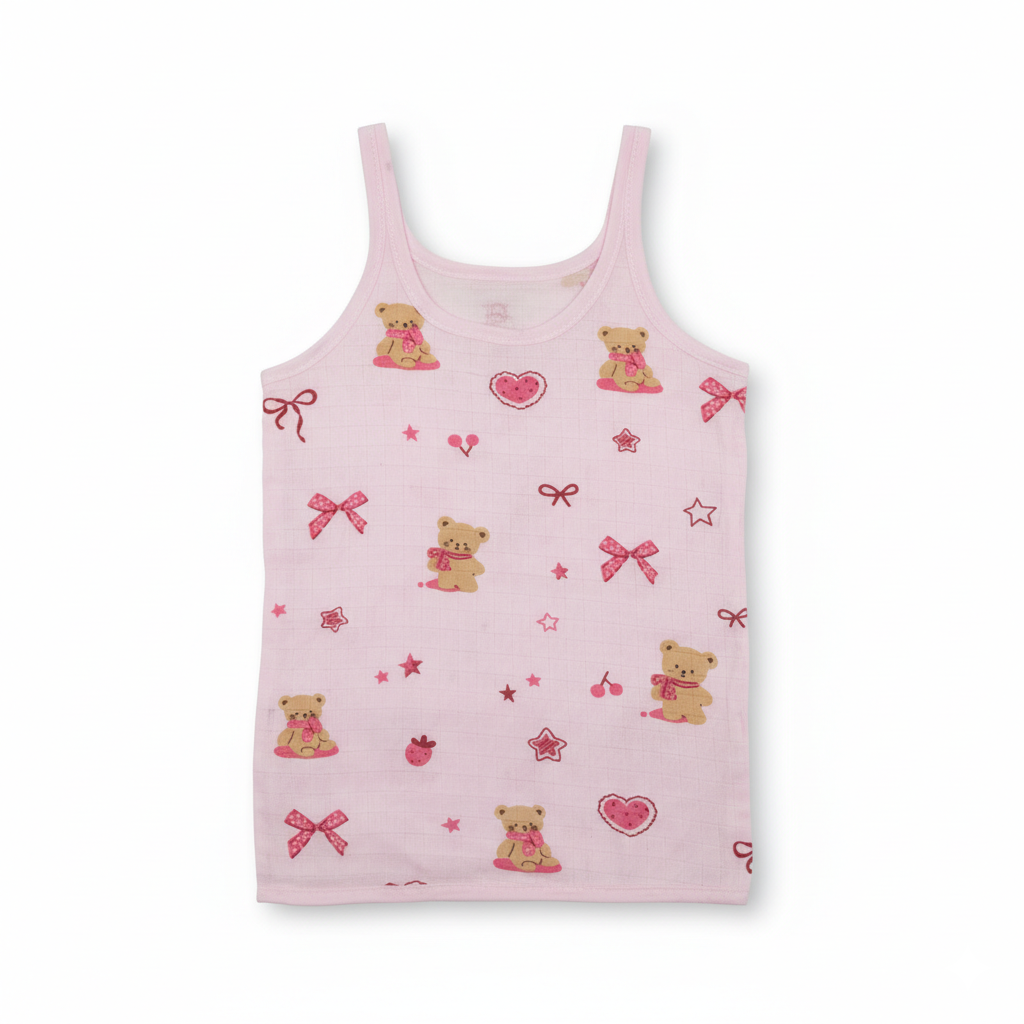 Bear Rush Multi Print Round-Neck Sleeveless Muslin Tie Knot Jhablas 3 Pcs - Pink, Multicolour