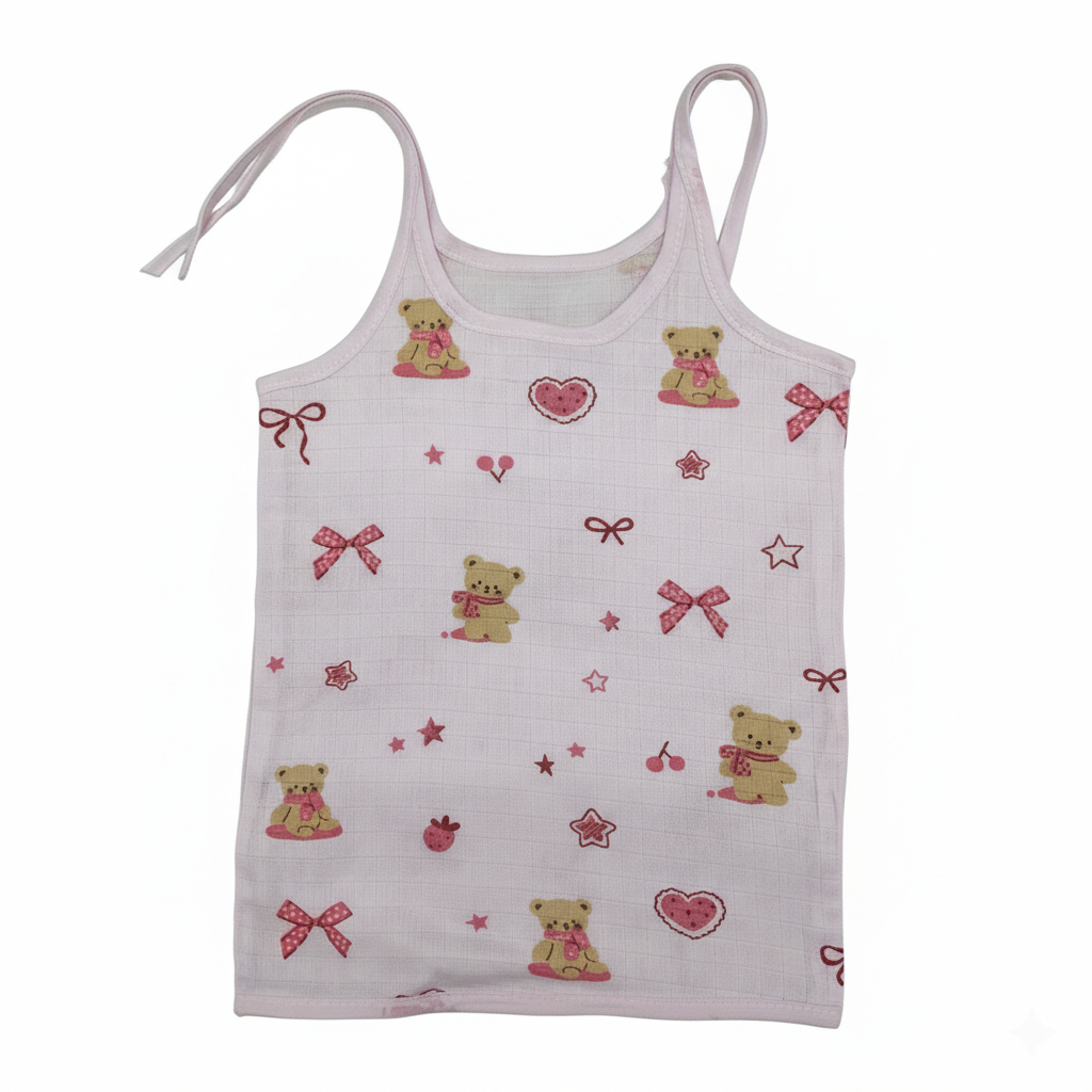 Bear Rush Multi Print Round-Neck Sleeveless Muslin Tie Knot Jhablas 3 Pcs - Pink, Multicolour