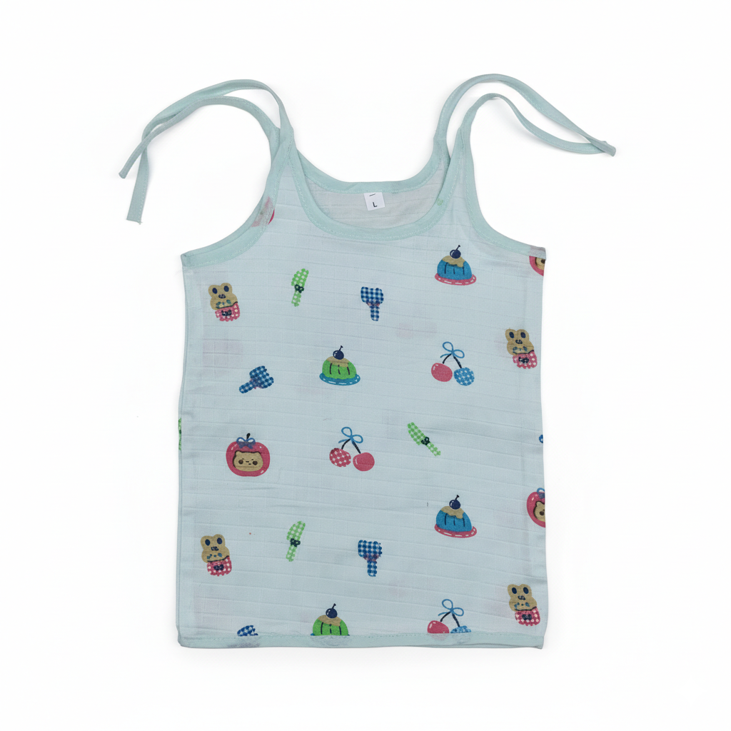 Candy Crush Round Neck Sleeveless Tie Knot Muslin Jhablas 3 Pcs - Pink, Multicolour