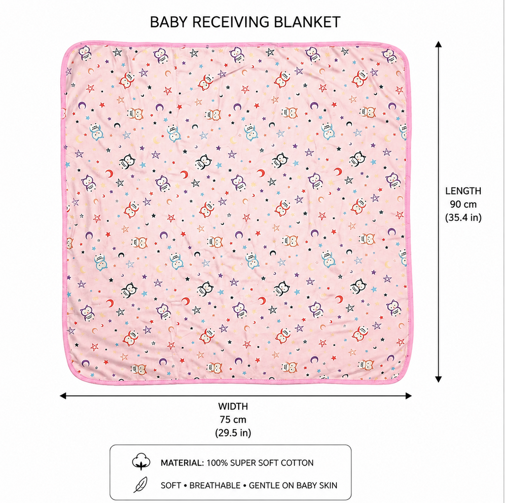 OWL 3D Absorbent Hooded blanket - PINK