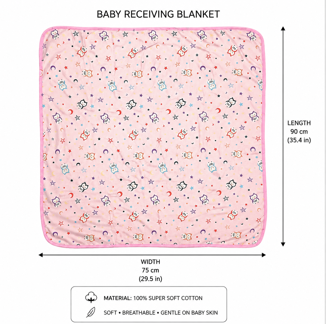 OWL 3D Absorbent Hooded blanket - PINK