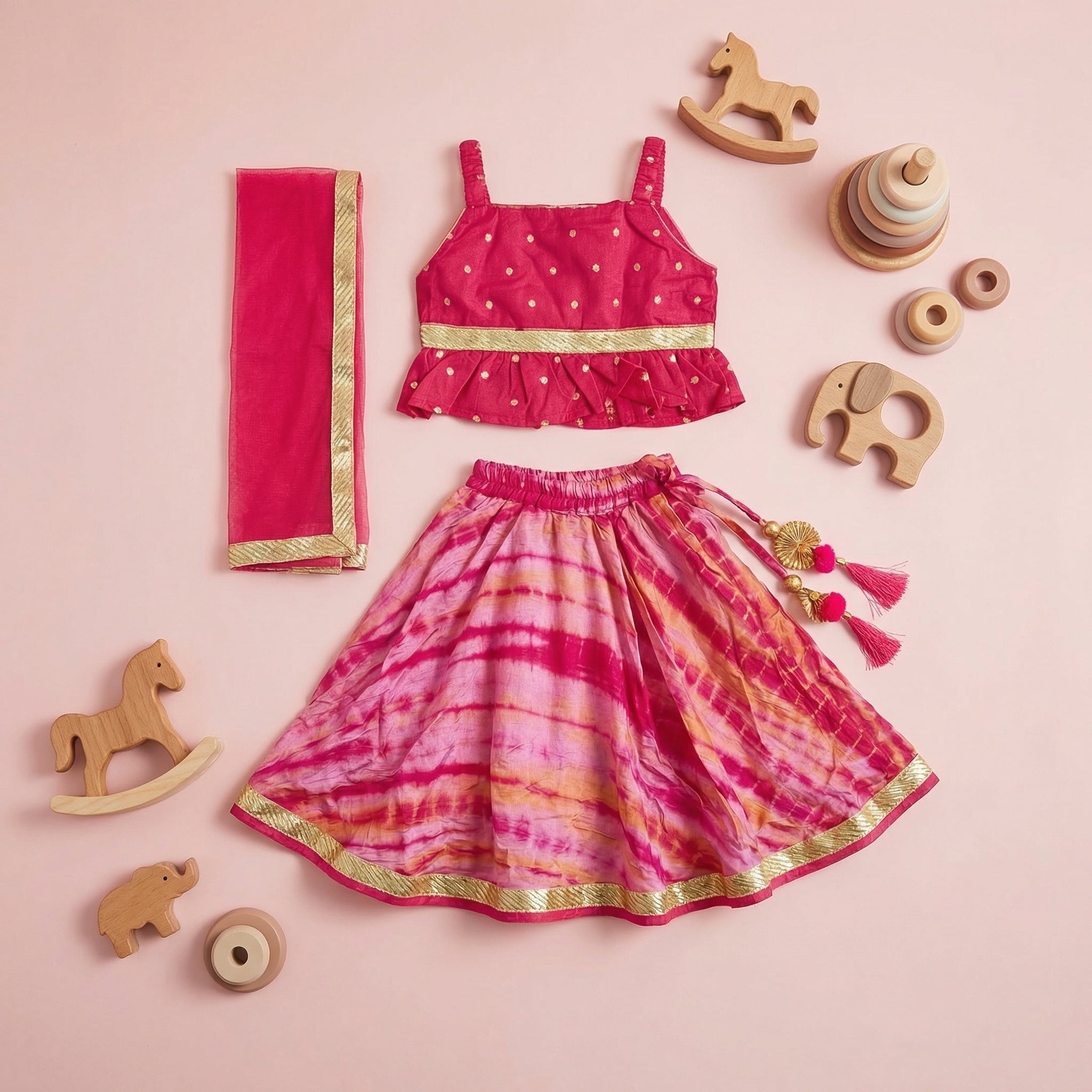 Floral Print LEHANGHA-CHOLI SET 1 SET - GIRLS