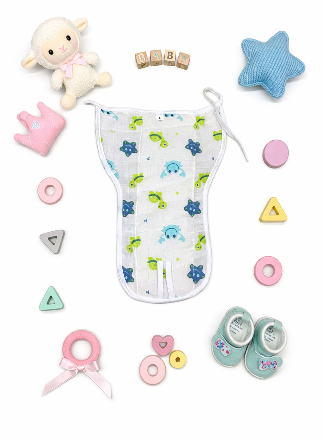 Car And Nature Theme Muslin Padded Nappy  3 Pcs - White , Multicolour