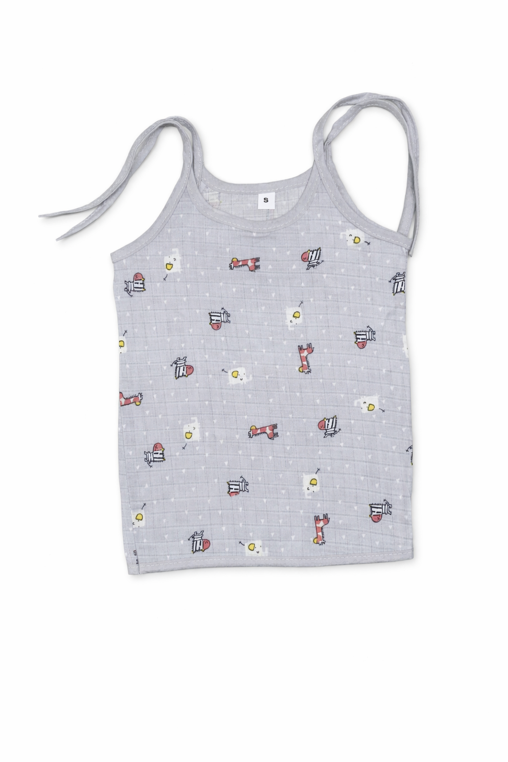 Fruity Fun Prints Round-Neck Sleeveless Tie knoted Muslin Jhablas 3 Pcs - Green, Multicolour