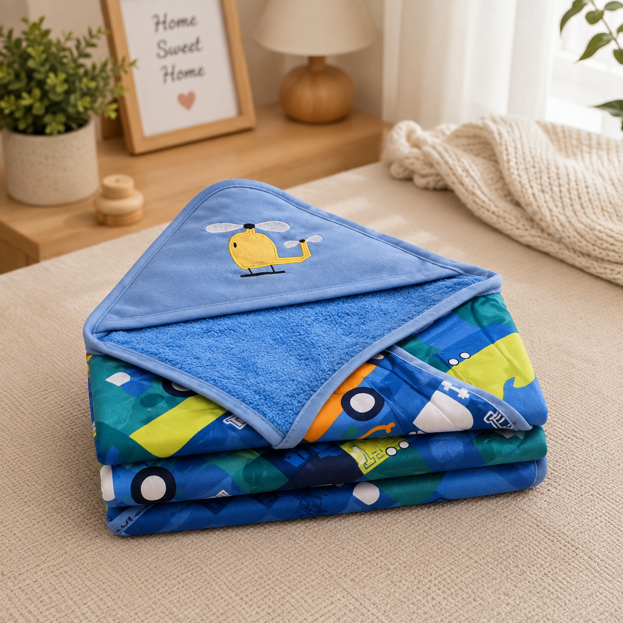 HLPT 3D Absorbent Hooded Blanket- BLUE